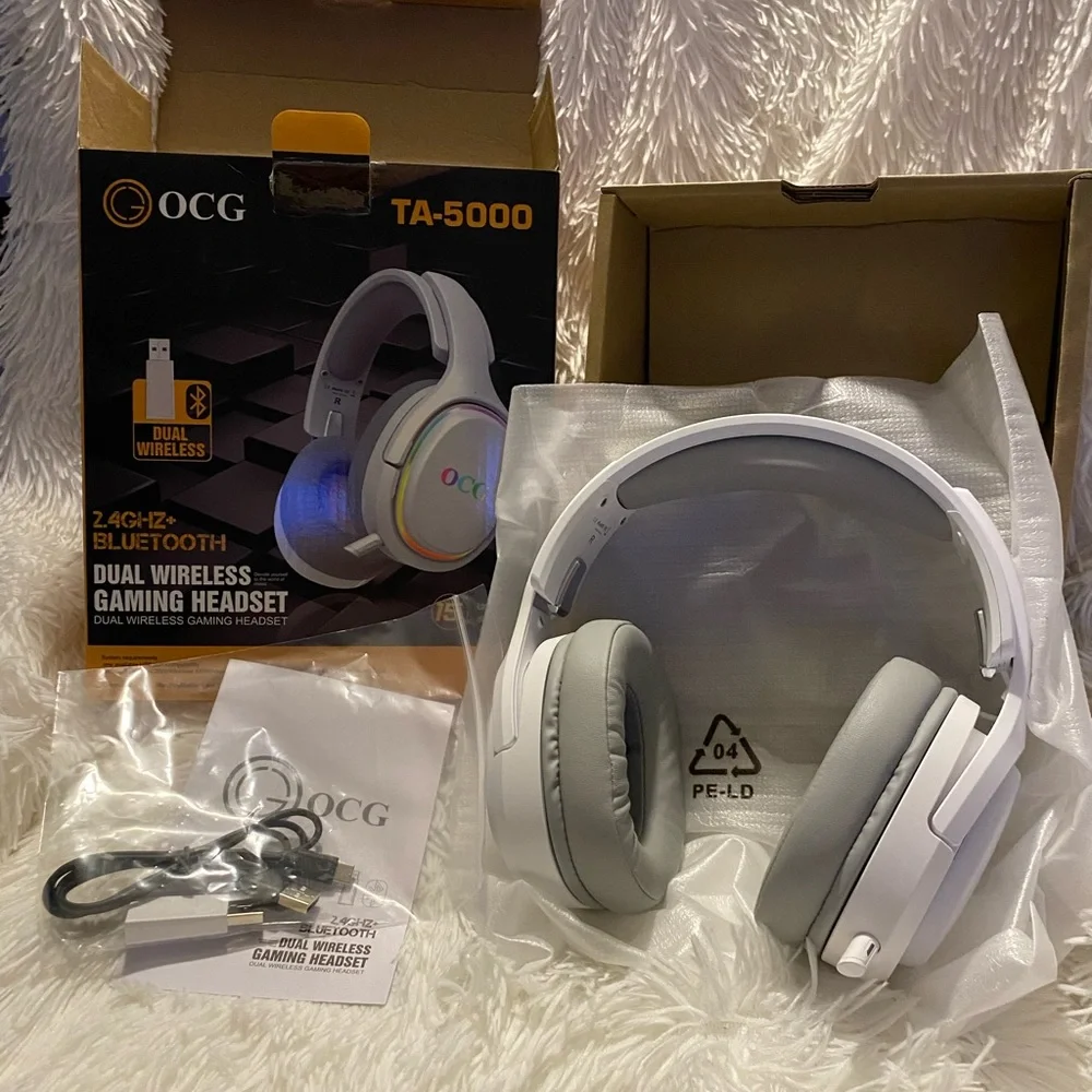 Gaming Headsets 2.4GHz Bluetooth Wireless Gaming Headphones for PS5 PS4 PC